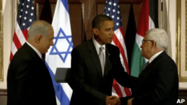 أوباما وعباس ونتنياهو