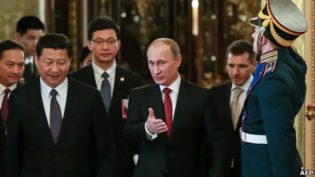 2013年3月普京在克里姆林宫接待习近平