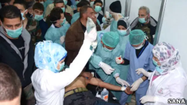 مصابون في هجوم قالت الحكومة إنه استخدم فيه أسلحة كيماوية