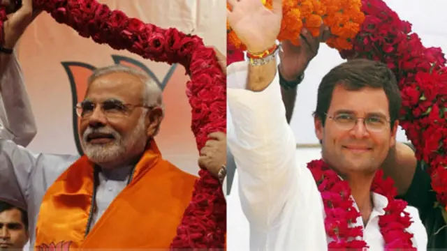 දේශපාලන ප්රතිවාදීන්;නරේන්ද්ර මෝඩි සහ රාහුල් ගාන්ධි.