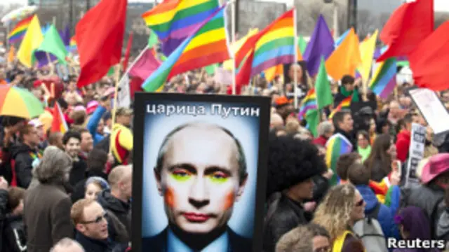 Протесты в Амстердаме во время визита Владимира Путина