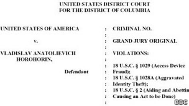 Выдвинутые в США обвинения против Хорохорина