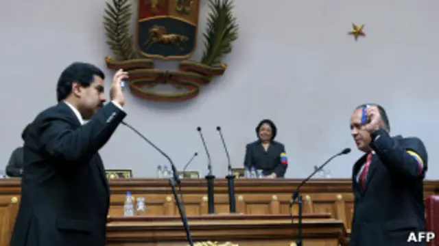 Nicolás Maduro, presidente electo de Venezuela, y Diosdado Cabello, presidente de la Asamblea Nacional de Venezuela