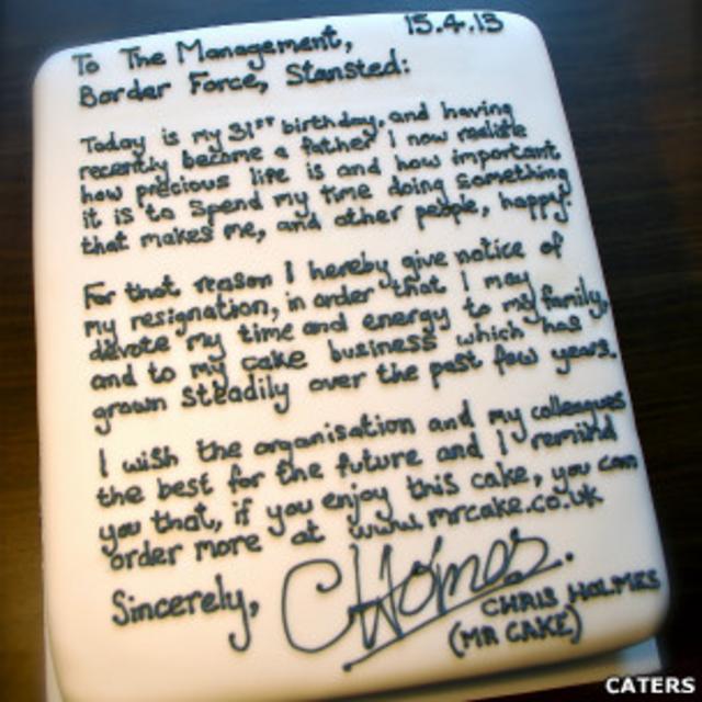 A 'carta-bolo' de Chris Holmes (Caters)