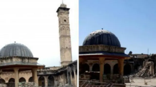 Minarete destruído em Aleppo (AFP)