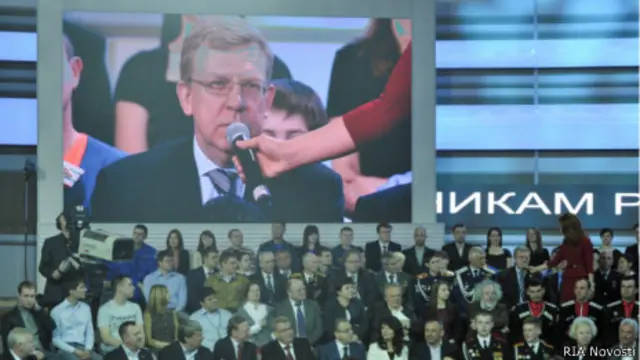 Алексей Кудрин участвует в телемосте Владимира Путина 25 апреля 2013 года