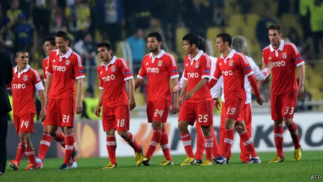 Para pemain Benfica usai ditekuk 0-1 oleh Fenerbahce.