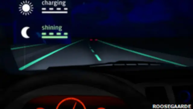 Karanlıkta parlayan yol işaretleri