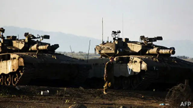 Tanques israelíes en los Altos del Golán