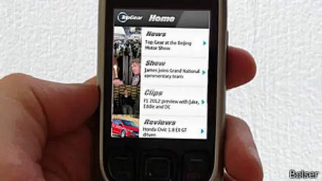 La aplicación de Top Gear en un feature phone