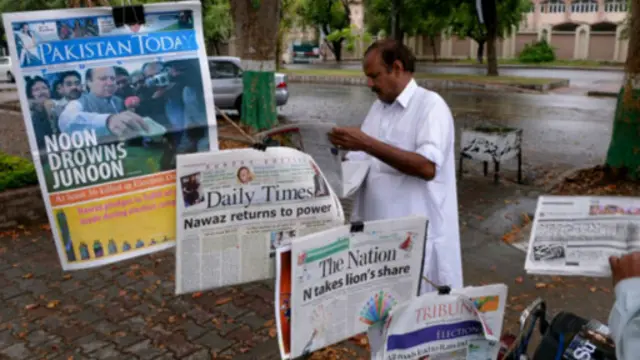 روزنامه ها هم پیش از اعلام رسمی، نواز شریف را برنده اعلام کرده اند