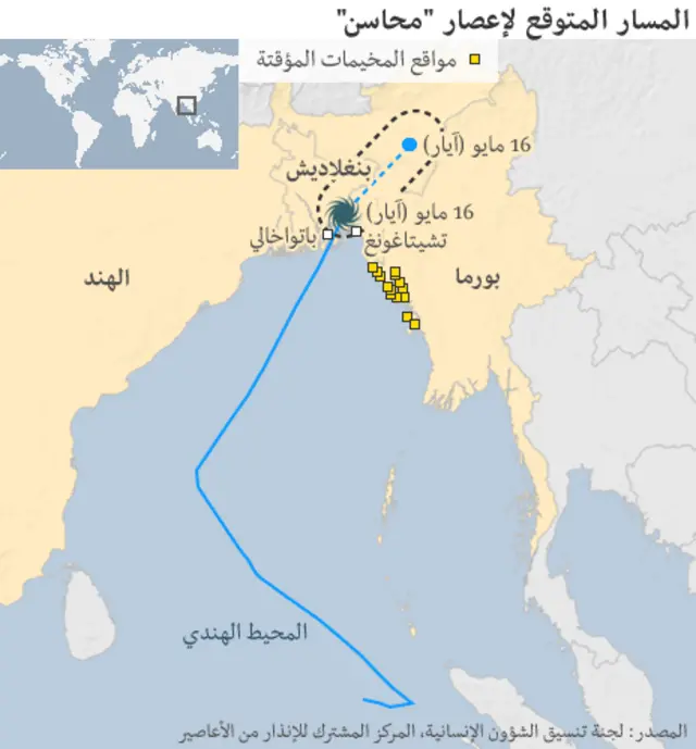 إعصار محاسن - خريطة