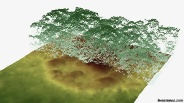 Hasil pencitraan topografi di balik hutan hujan Honduras.