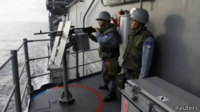 Marinheiros de Taiwan durante exercício naval no Mar do Sul da China na última semana | Foto: Reuters