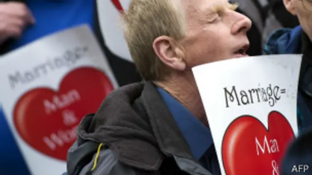 Manifestação contra casamento gay em Londres (AFP)