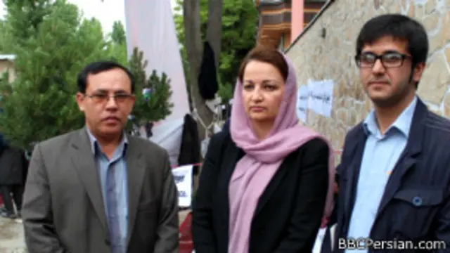 اجمل بلوچزاده، سیما غنی و نعیم نظری از فعالان مدنی در محل اعتصاب