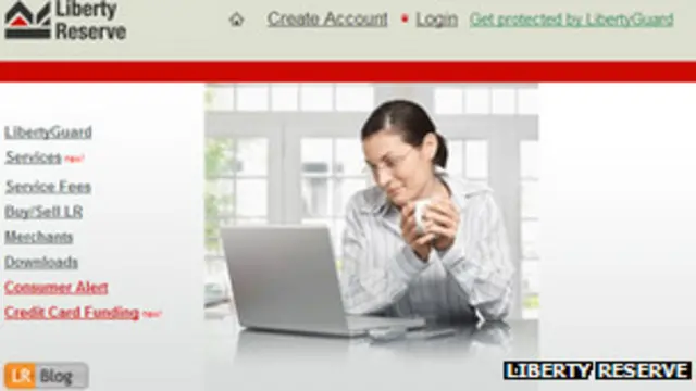 Pantalla del sitio Liberty Reserve