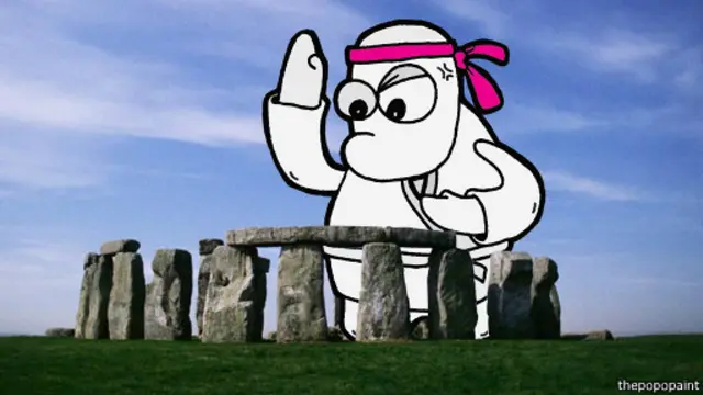 Karakter Popo, dengan mata melotot, merupakan akronim positif progresif.