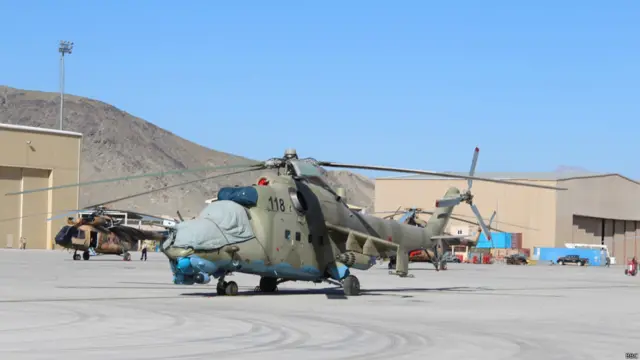 هلیکوپترهای می ۳۵ روسی تنها جنگنده‌های نیروی هوایی افغانستان هستند.