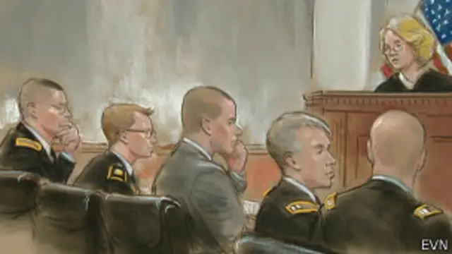 Dibujo del juicio militar de Bradley Manning