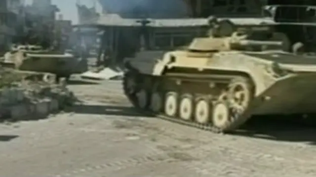 敘利亞政府軍的坦克進入Qusair。