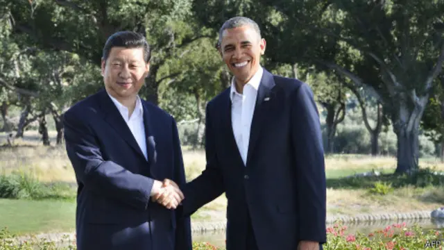 中国国家主席习近平在美国加州安纳伯格庄园同美国总统奥巴马举行中美元首会晤（07/06/2013）