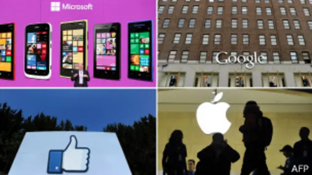 Монтаж Google, Microsoft, Apple, Facebook