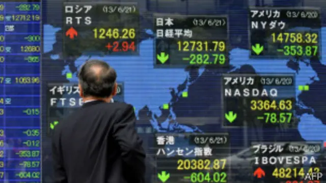 东京街头的股指显示屏幕