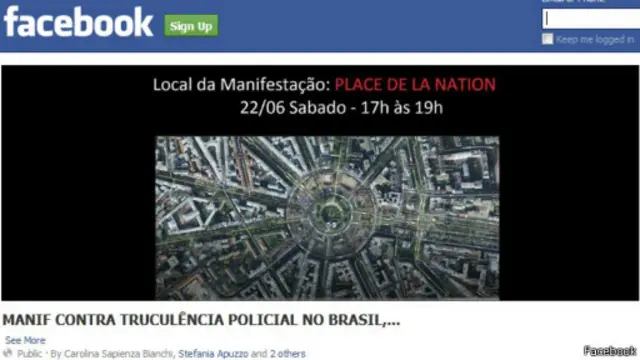 Reprodução de página do Facebook que convoca para protestos (crédito: Facebook)