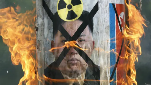 Aksi protes anti Korea Utara di Seoul, Reuters