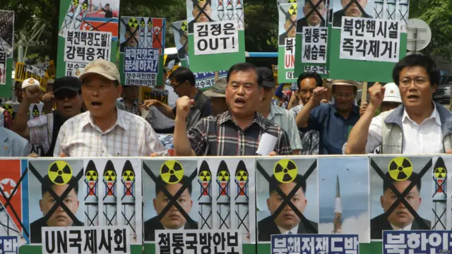 Aksi protes pegiat konservatif Korea Selatan di Seoul, Getty images