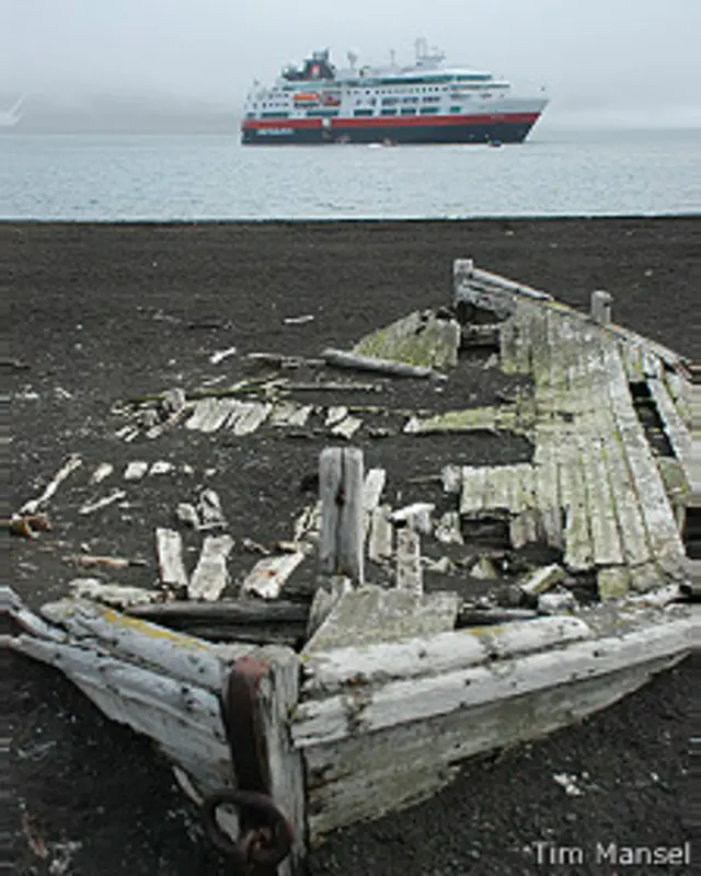 Ballenero y crucero de fondo