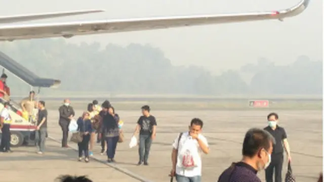 Kondisi asap di bandar udara Riau
