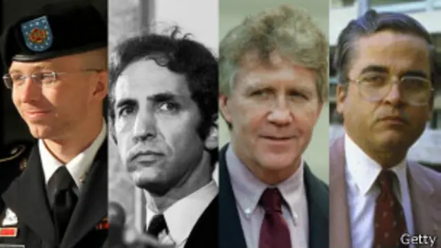 Bradley Manning, Daniel Ellsberg, Lawrence Franklin y Samuel Morison
