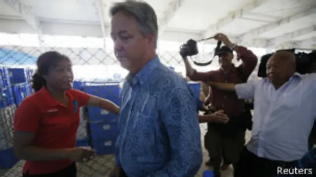 El empresario al momento de su liberación