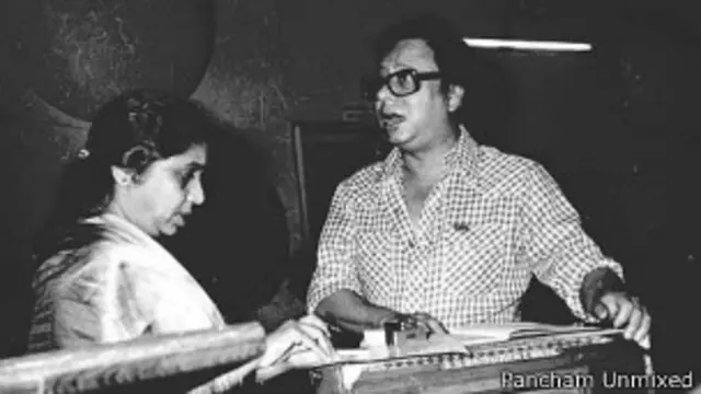 एक रिकॉर्डिंग के दौरान आशा भोसले के साथ आरडी बर्मन
