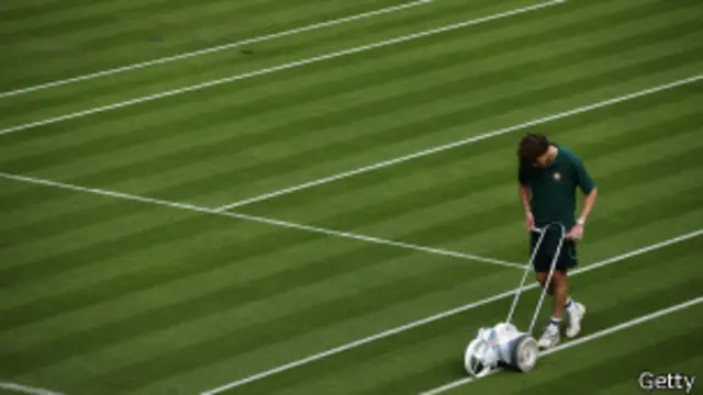 Wimbledon court being prepared, Getty images