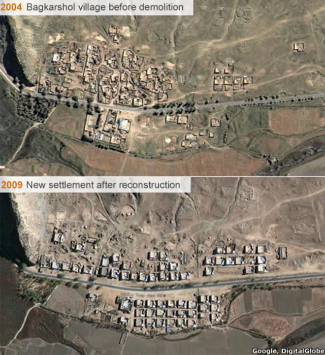 Các khu làng Tây Tạng trước và sau khi tái xây dựng