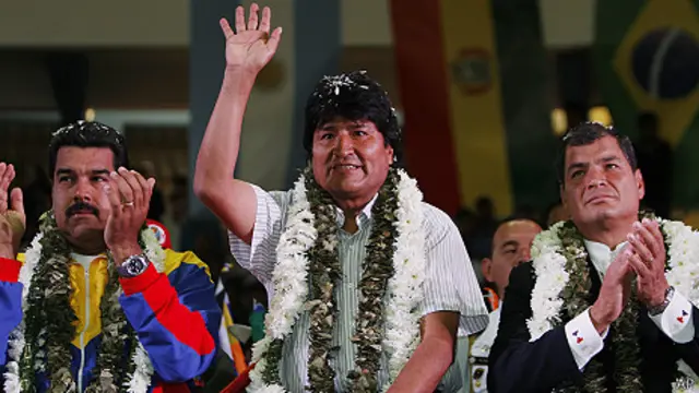 presidentes de Venezuela, Bolivia y Ecuador, reunidos en Cochabamba