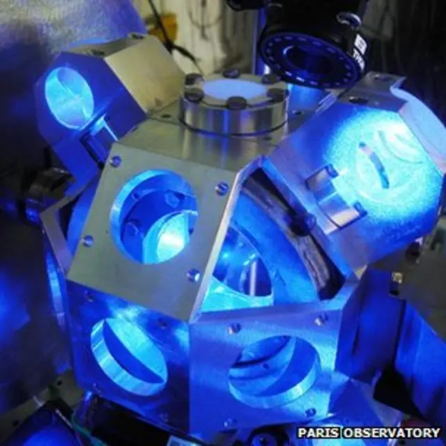 آپٹکل لیٹائیس گھڑی میں ایٹم پر لیزر کی شعاعوں کی مدد سے وقت کا دورانیہ ناپا جاتا ہے۔