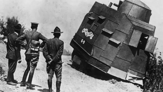 Uno de los primeros tanques de Estados Unidos en 1918.
