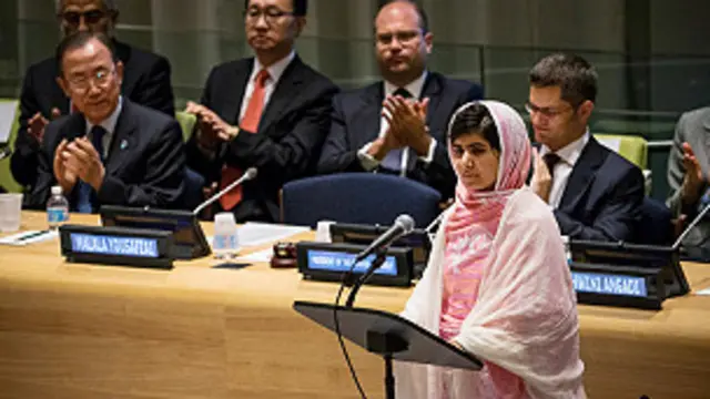 Malala addressing UN