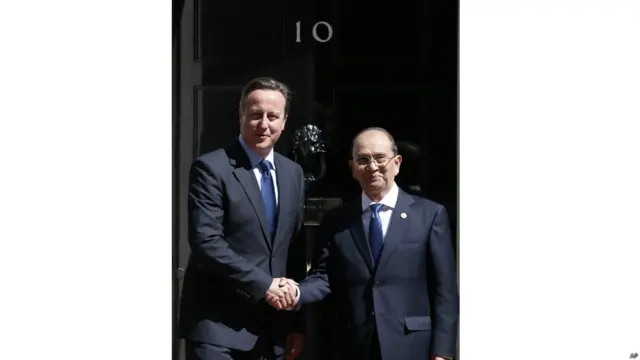 သမ္မတ ဦးသိန်းစိန်ဟာ ဥရောပ ၂ နိုင်ငံ ခရီးစဉ် အဖြစ် ဗြိတိန်ကို အရင် ရောက်ရှိလာတာပါ။