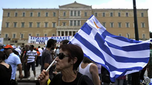 Manifestante en Grecia 