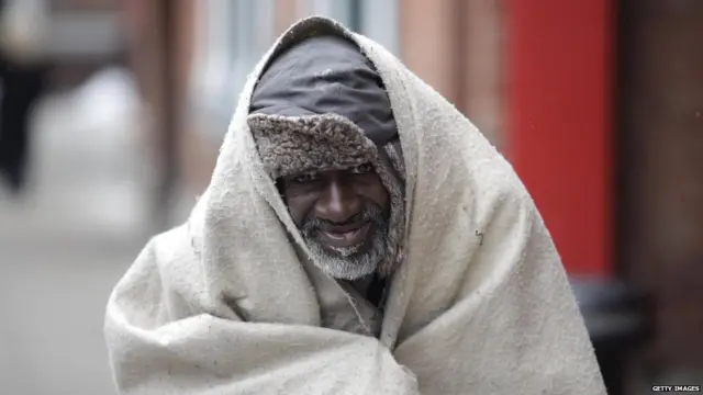 Hombre sin hogar en Detroit