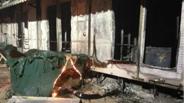 تصویر از خسارت به اردوگاه پناهندگان در جزیره نائورو، منبع وزارت مهاجرت استرالیا