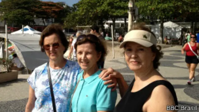 As irmãs Gláucia, Wanda e Milze Kneip vieram de Minas Gerais ao Rio para ver o papa