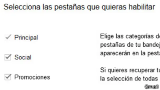 Ventana de pestañas en Gmail