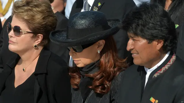 Mandatarios Dilma Rousseff, Cristina Fernández y Evo Morales