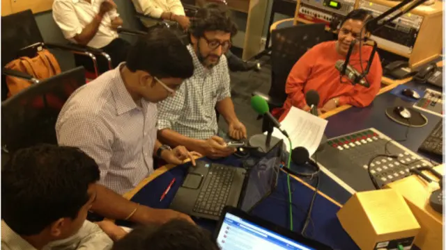 बीबीसी के दफ्तर में लाइव चैट के लिए आईं उमा भारती